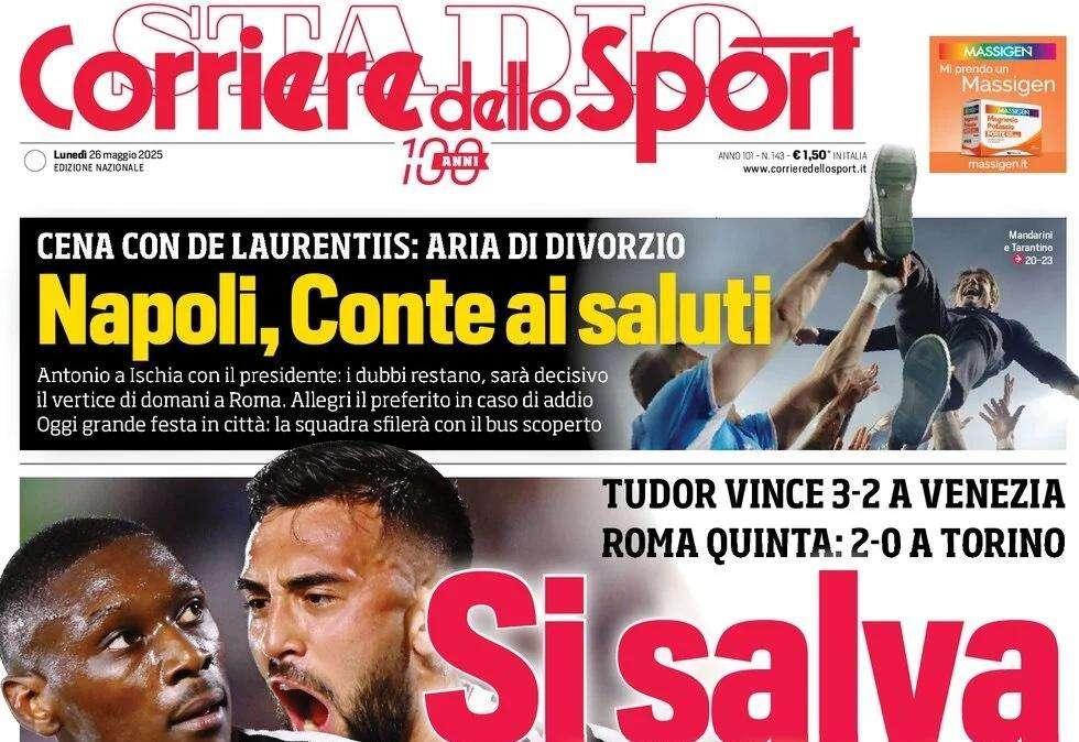 "Conte ai saluti": il Corriere dello Sport annuncia il divorzio in arrivo