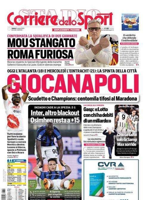 PRIMA PAGINA - CdS Campania: "GiocaNapoli! In 100mila al Maradona per due partite"