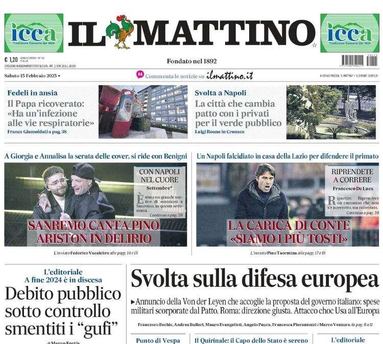 Il Mattino: "La carica di Conte: 'Siamo i più tosti'"
