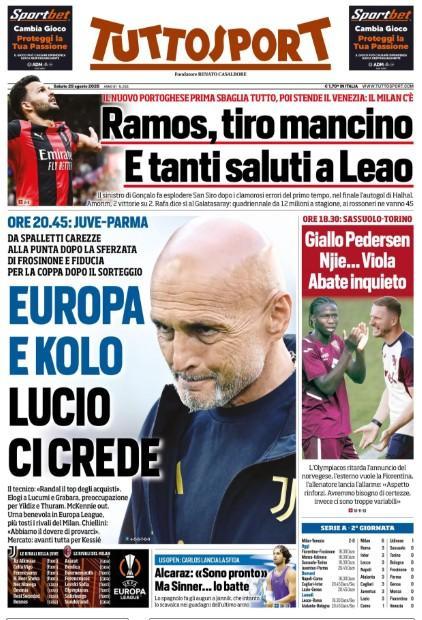 Juventus-Spalletti, Tuttosport titola: "Europa e Kolo, Lucio ci crede"