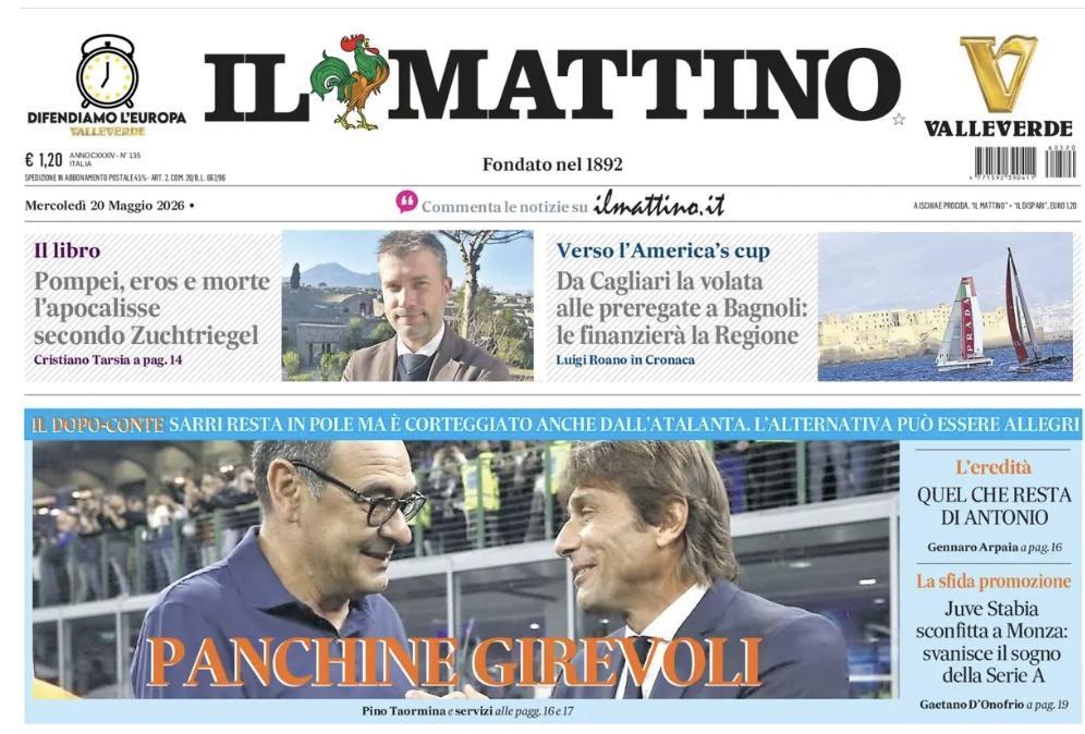 Sarri per Conte, Il Mattino: "Panchine girevoli"