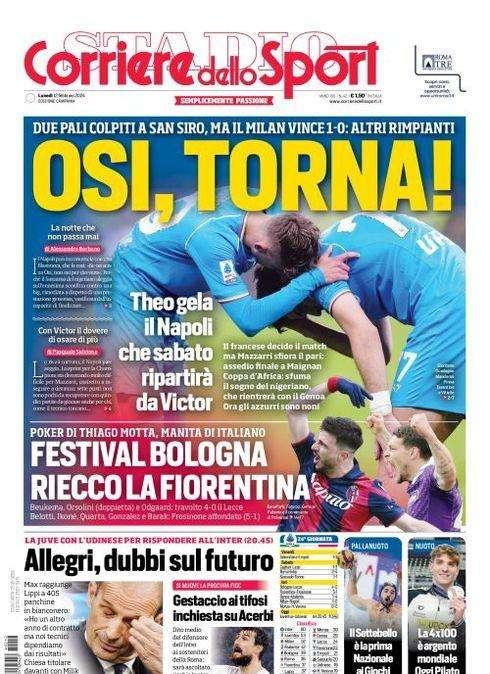 PRIMA PAGINA - CdS Campania: "Osi, torna!"