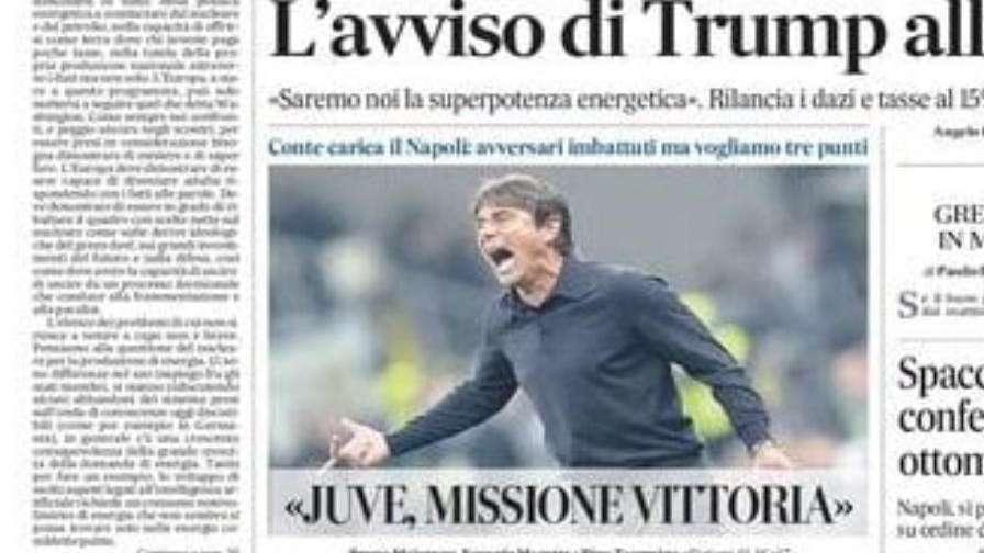 Il Mattino apre con le parole di Conte: "Juve, missione vittoria”