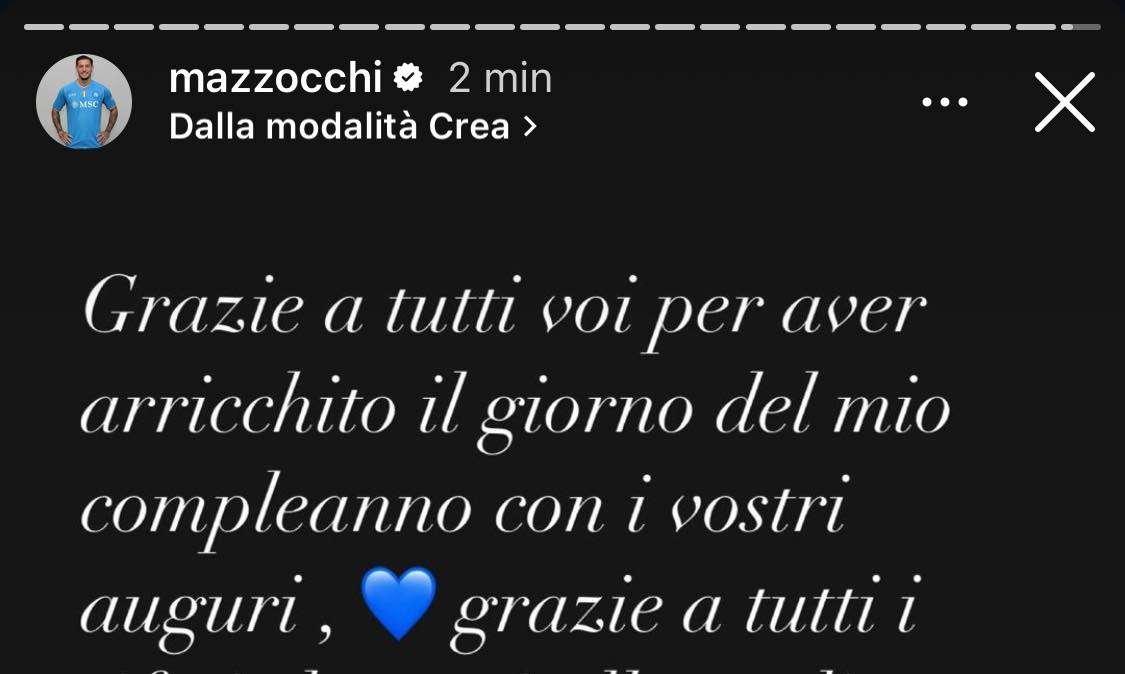 Mazzocchi sui social ringrazia i tifosi per gli auguri: "Mi avete reso la giornata migliore"