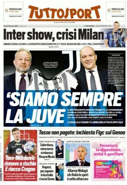 PRIMA PAGINA - Tuttosport: "Inter show, crisi Milan"
