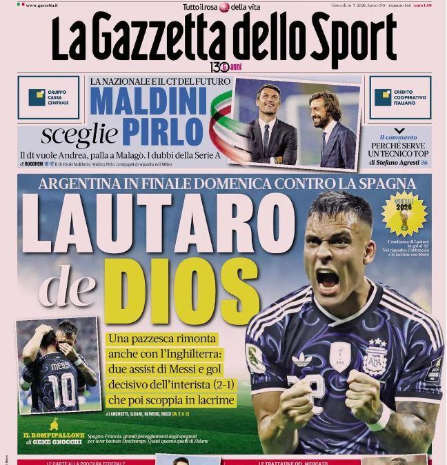 Argentina show, La Gazzetta dello Sport: "Lautaro de Dios"