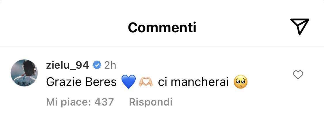 Bereszynski saluta Napoli, Zielinski risponde: "Grazie, ci mancherai"