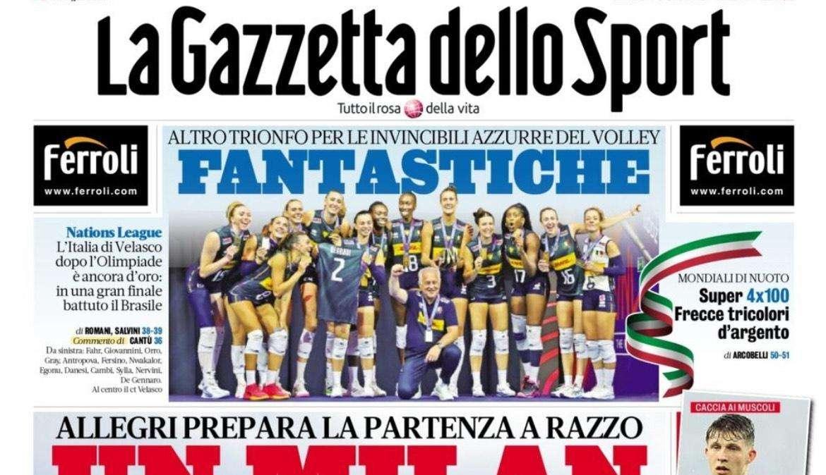Gazzetta dello Sport apre col Milan: "Allegri vuole una partenza a razzo"