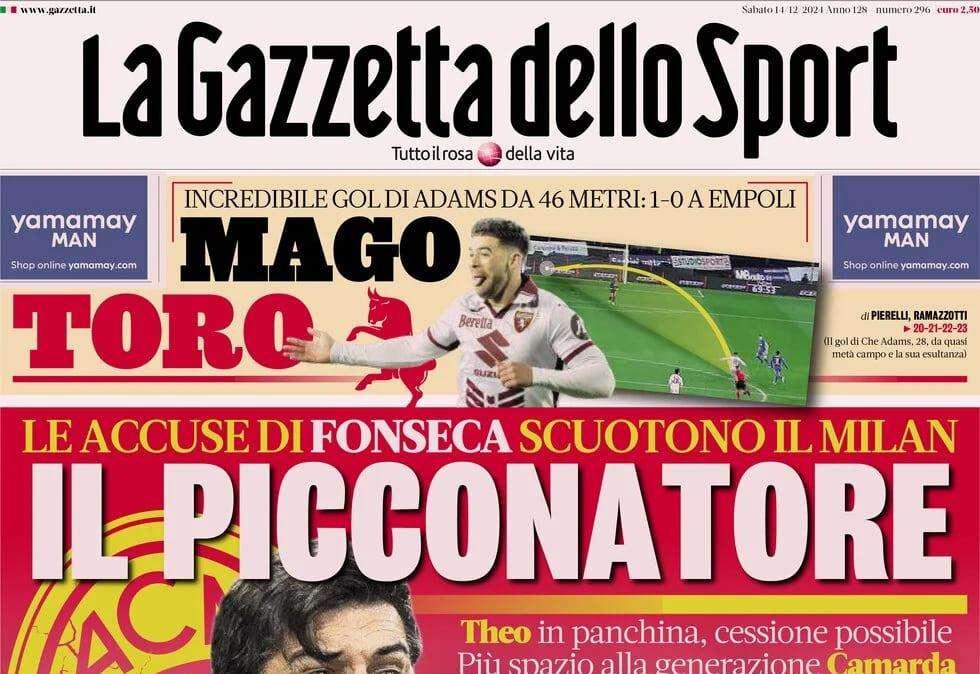 Gazzetta dello Sport: "La Dea a caccia del record, il Napoli rischia"