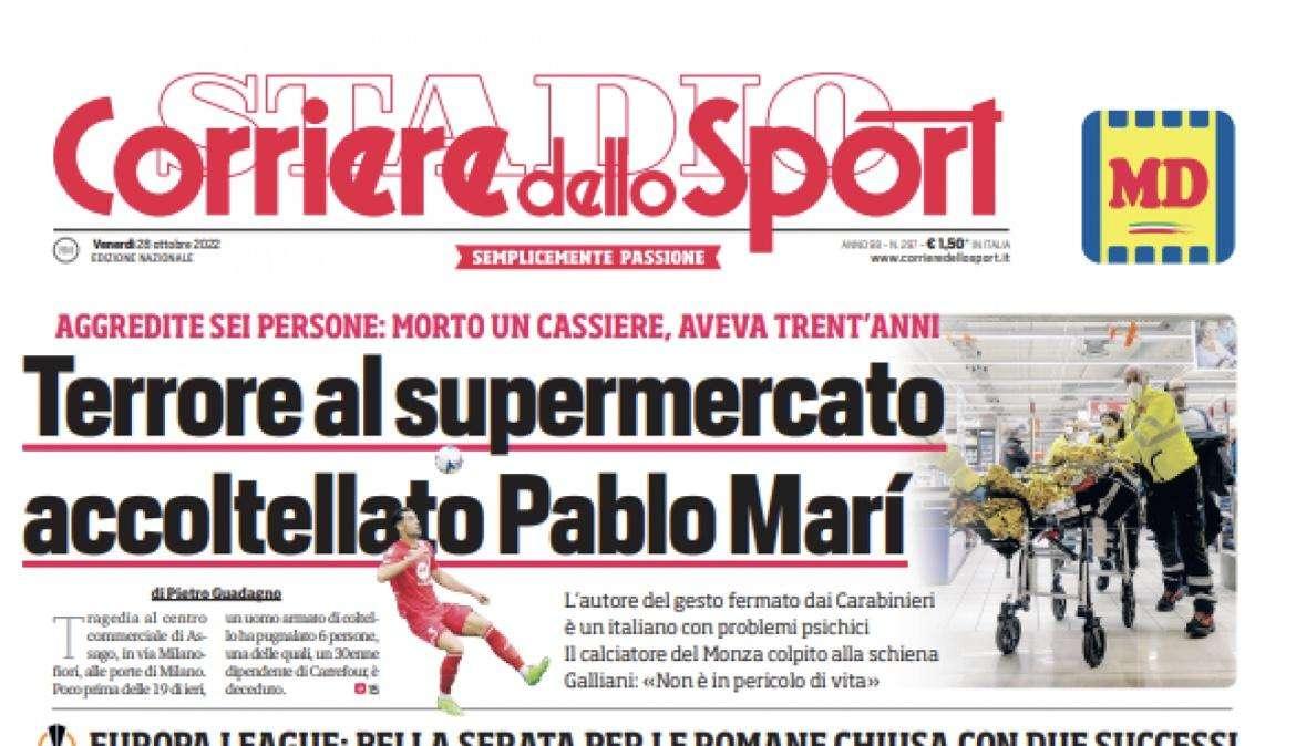 PRIMA PAGINA - Corriere dello Sport: “Mou con le unghie” 