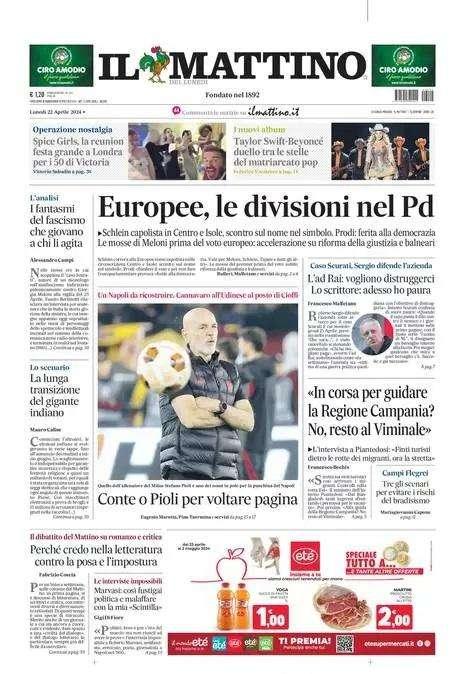 PRIMA PAGINA - Il Mattino: "Conte o Pioli per voltare pagina"