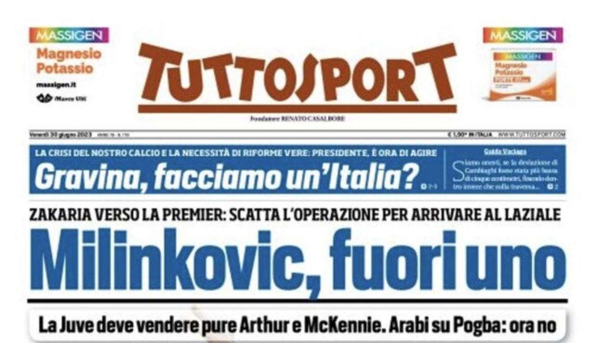 PRIMA PAGINA - Tuttosport: “Giuntoli, il giorno della verità”