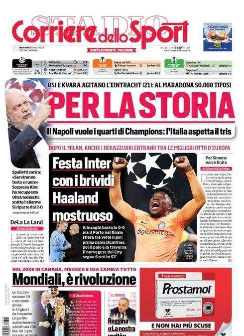 PRIMA PAGINA - CdS Campania: "Per la storia"