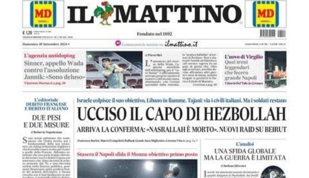 Il Mattino titola su Napoli-Monza: “Per la vetta”