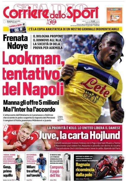 Corriere dello Sport: "Lookman, tentativo del Napoli"