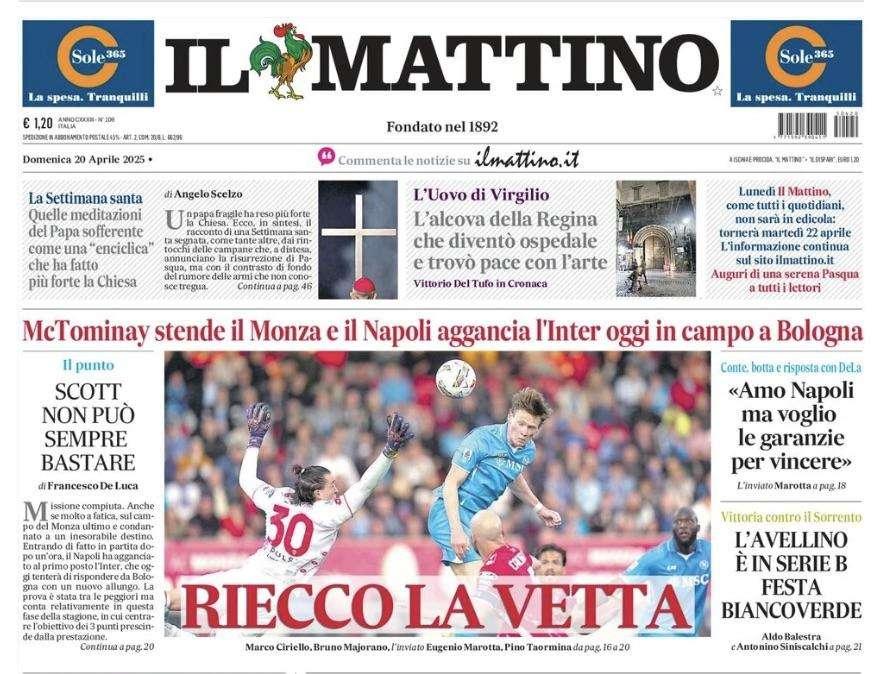 Il Mattino: "Riecco la vetta"