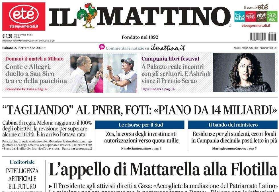Il Mattino: "Conte e Allegri, duello a San Siro tra re della panchina" 