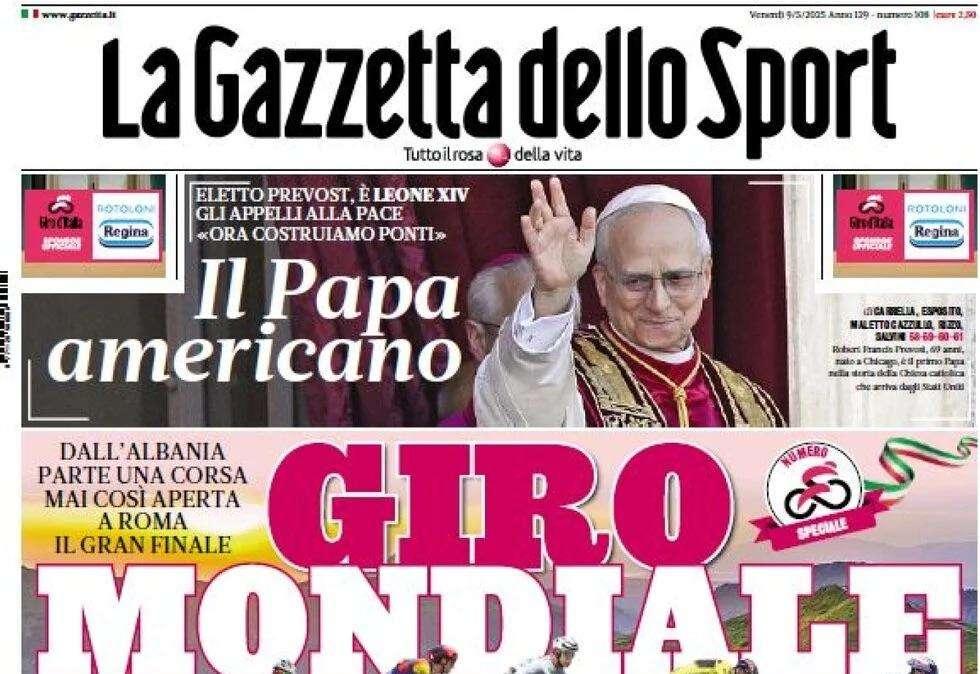 Gazzetta dello Sport apre col ciclismo: "Giro Mondiale"