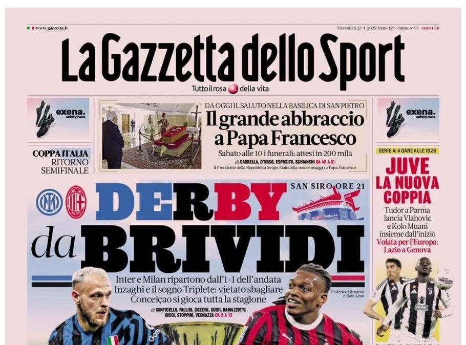 Gazzetta dello Sport su Inter-Milan: "Derby da brividi"
