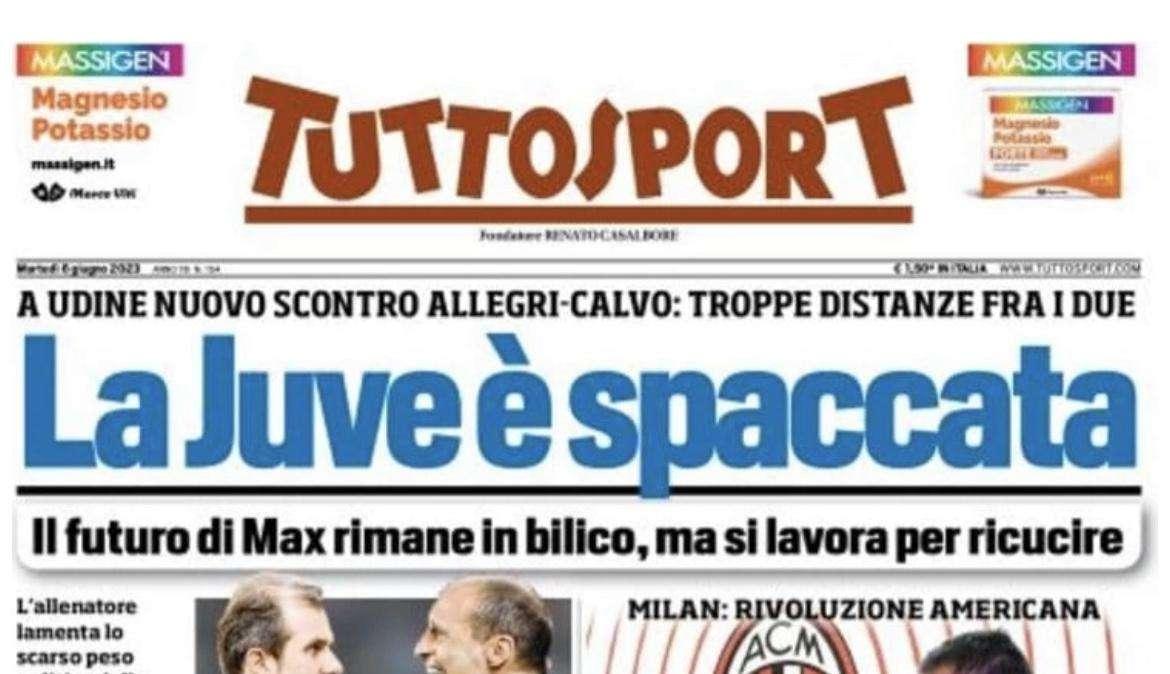 PRIMA PAGINA - Tuttosport: “La Juve è spaccata”