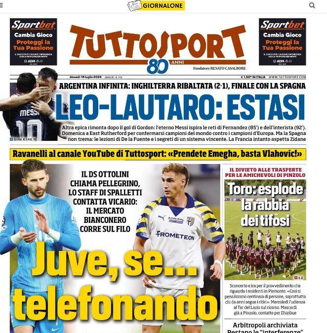Tuttosport: "Leo-Lautaro, estasi. Milan su Zaniolo"