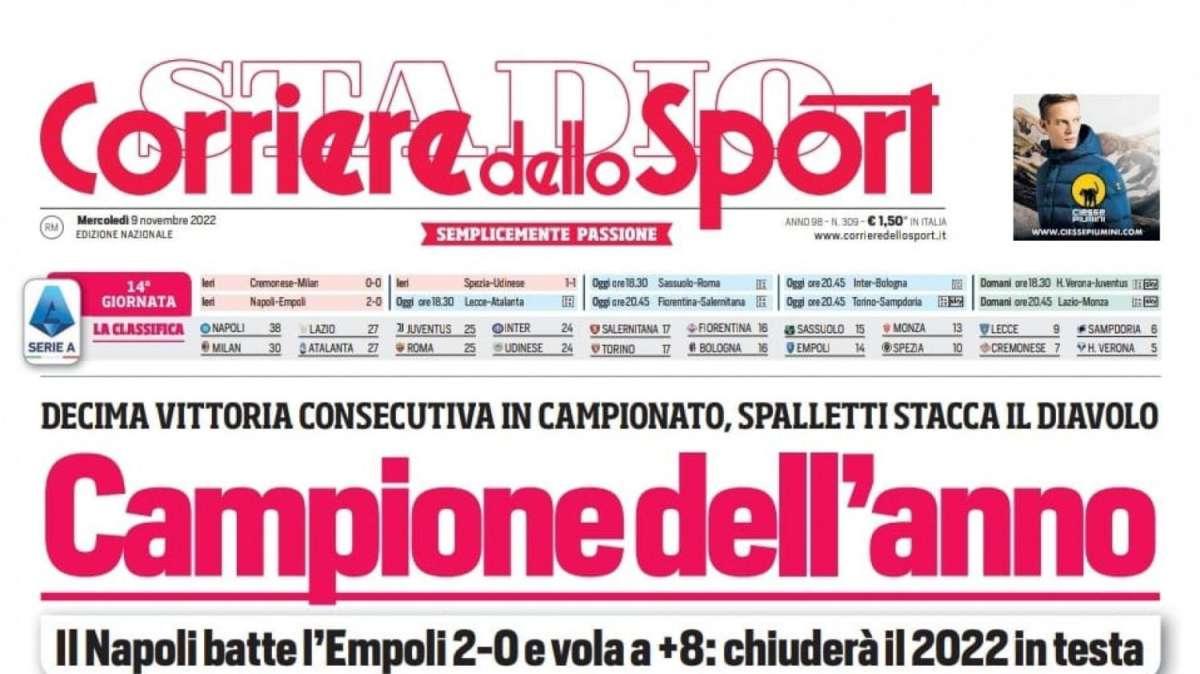 PRIMA PAGINA - Corriere dello Sport: "Campione dell'anno"