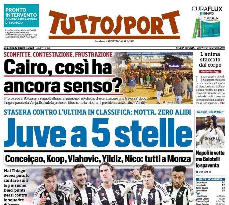 Tuttosport di spalla: "Napoli in vetta, ma Balotelli lo spaventa"