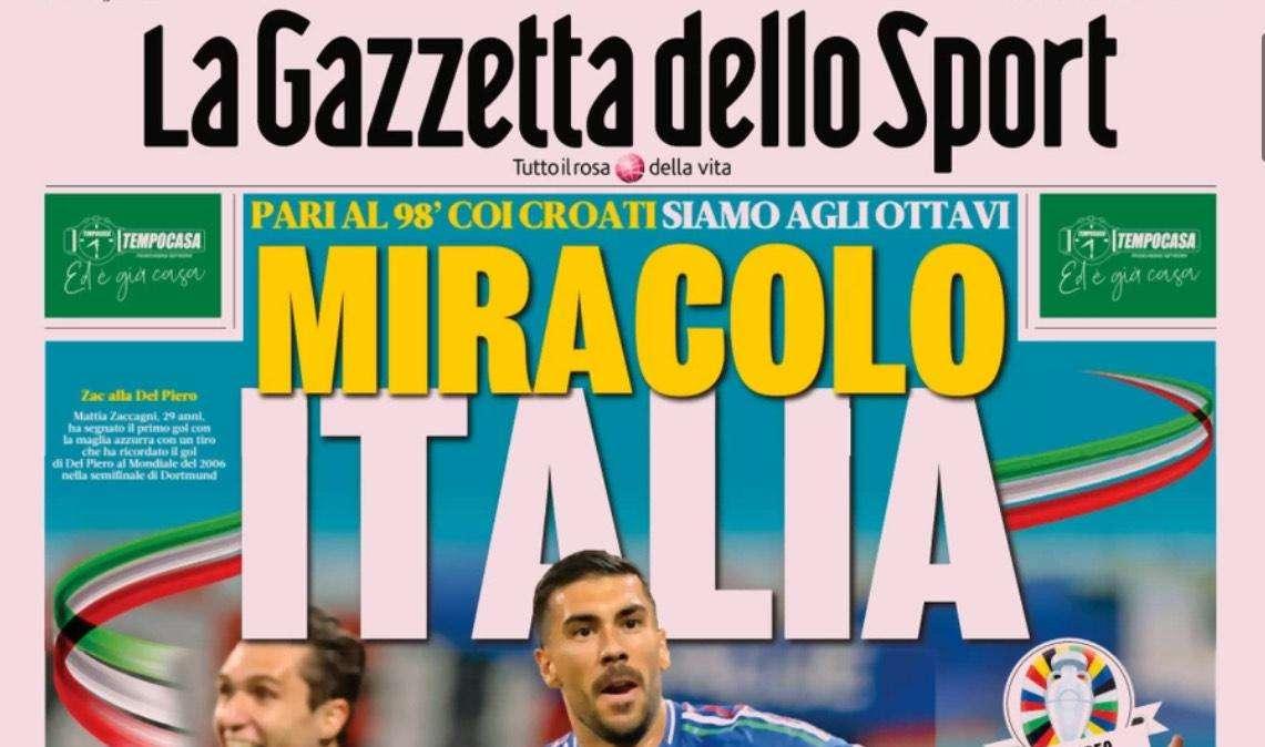 Gazzetta dello Sport: "Miracolo Italia: siamo agli ottavi"