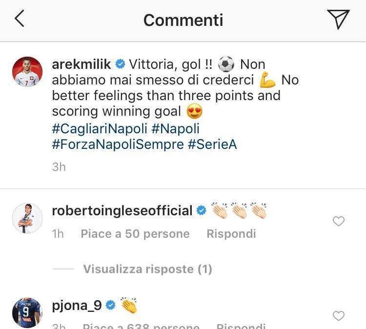 FOTO - Milik straordinario: sui social arrivano i complimenti dei colleghi Inglese, Piatek e Stepinski