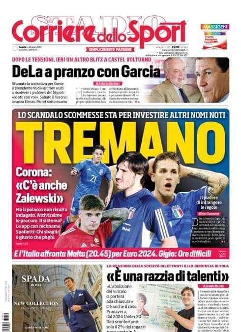 PRIMA PAGINA - Cds Campania: “De La a pranzo con Garcia”