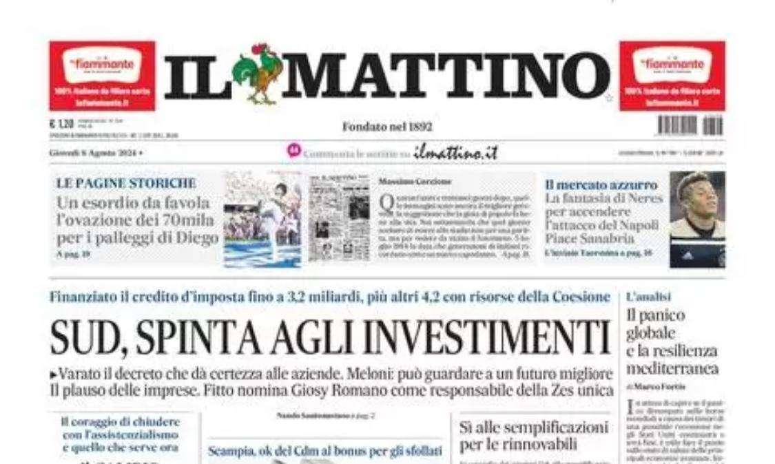 Il Mattino: “La fantasia di Neres per accendere l’attacco del Napoli. Piace Sanabria”