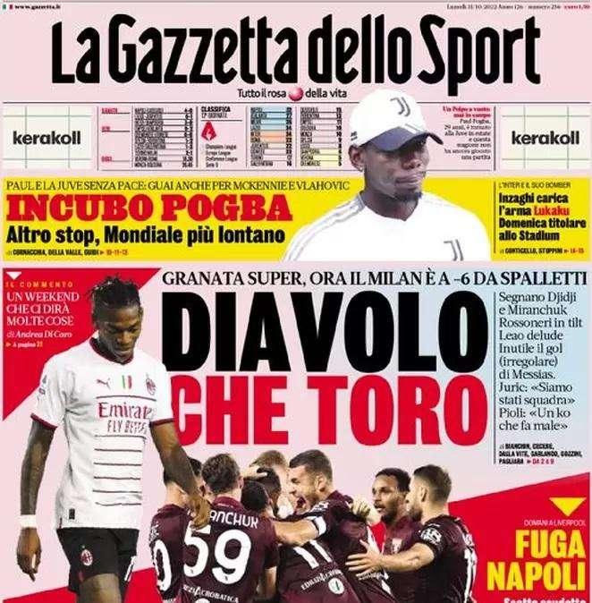 PRIMA PAGINA - Gazzetta: "Diavolo che Toro". Di spalla: "Fuga Napoli"