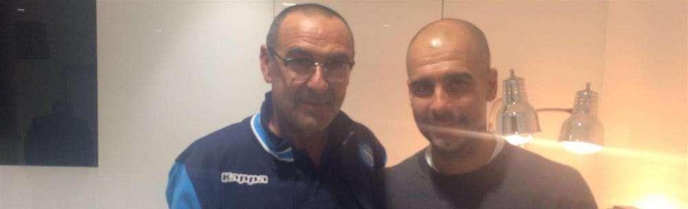 FOTO - SSC Napoli: "Guardiola accoglie Sarri nel suo ufficio all'Etihad: ecco cosa si sono detti"
