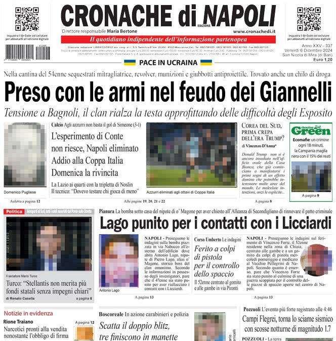 Cronache di Napoli: "L'esperimento di Conte non riesce, Napoli eliminato"