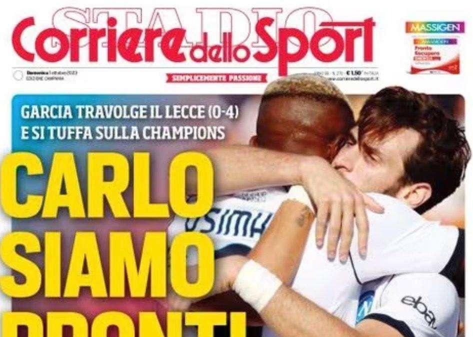 PRIMA PAGINA - CdS Campania: "Carlo siamo pronti"