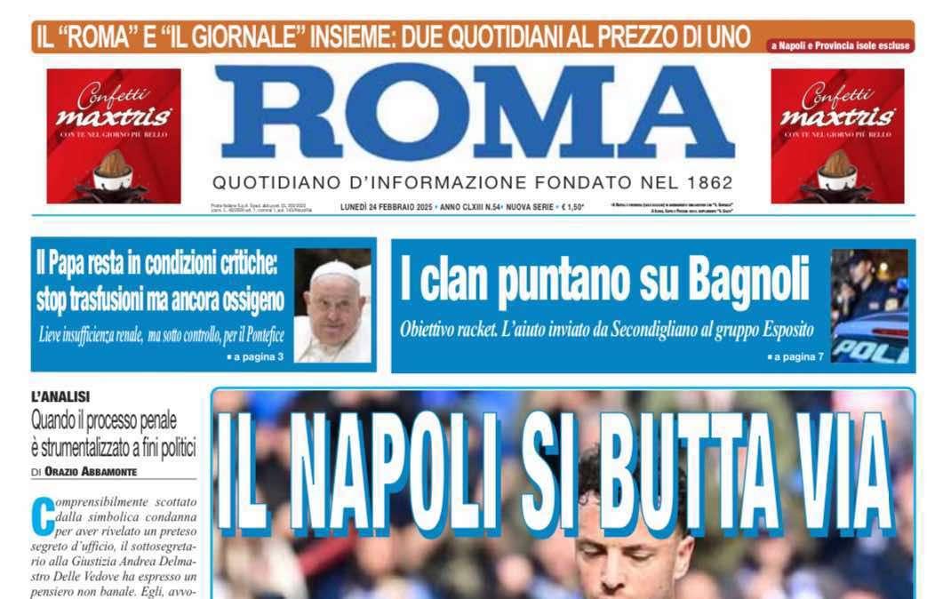 Il Roma: "Il Napoli si butta via"
