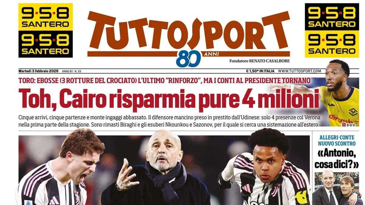 Tuttosport: "Antonio, cosa dici? Conte-Allegri, nuovo scontro"