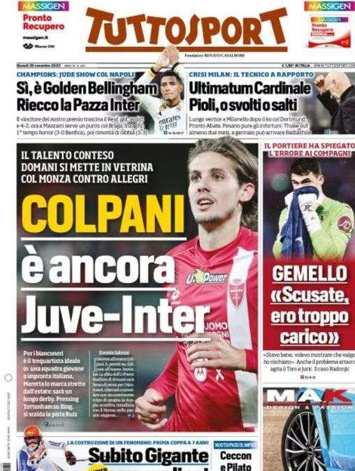 PRIMA PAGINA - Tuttosport: "Sì, è Golden Bellingham. Riecco la pazza Inter"