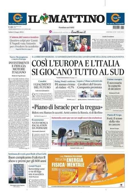 Il Mattino: "Quattro colpi per Conte. E Napoli vota Antonio per rivedere lo scudetto"