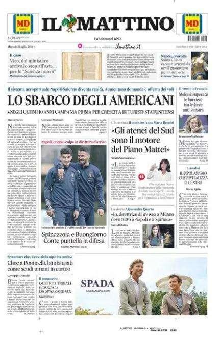 Il Mattino: "Spinazzola e Buongiorno. Conte puntella la difesa"