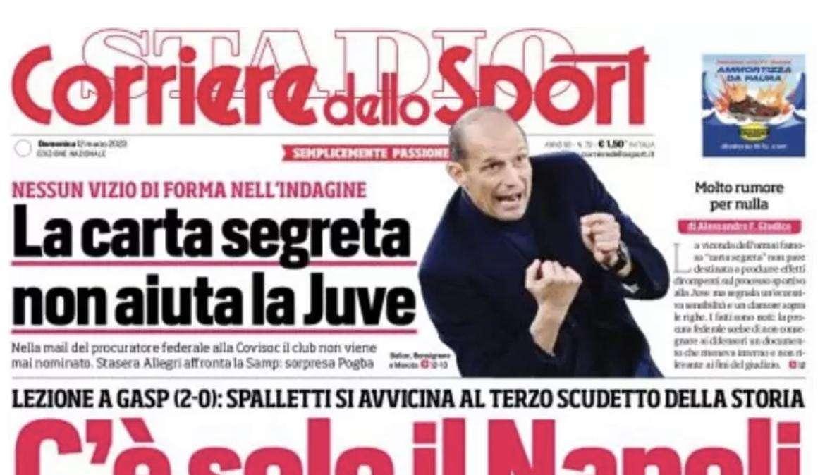 PRIMA PAGINA - Corriere dello Sport: “C’è solo il Napoli”