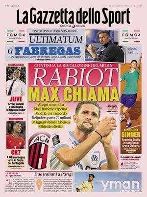 La Gazzetta dello Sport: "Rabiot, Max chiama. Inter, ultimatum Fabregas"
