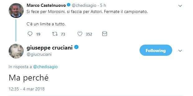 Il solito Cruciani: a chi chiede di fermare il campionato per Astori risponde "ma perchè?"