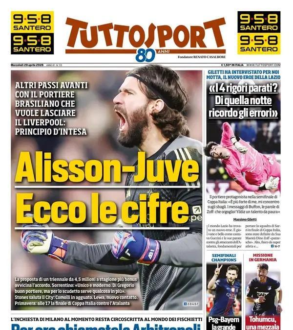 Tuttosport: “Alisson-Juve: ecco le cifre”