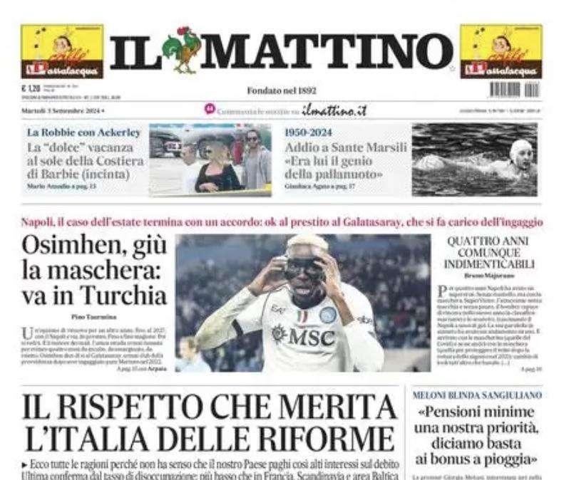 Il Mattino: "Osimhen, giù la maschera: va in Turchia"