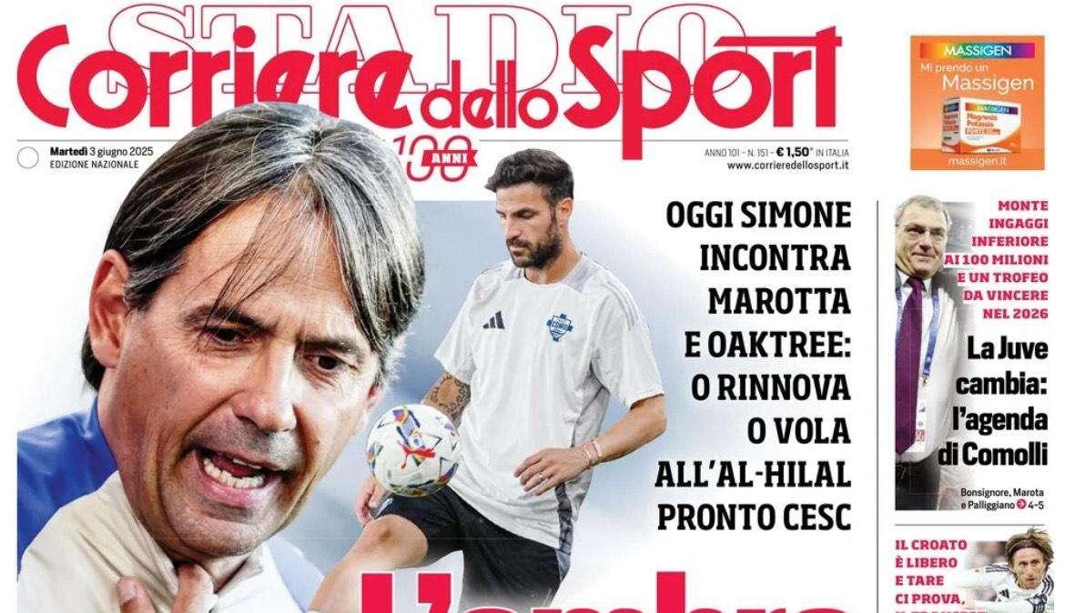 Corriere dello Sport: "Napoli, Conte cerca nuovi gol"