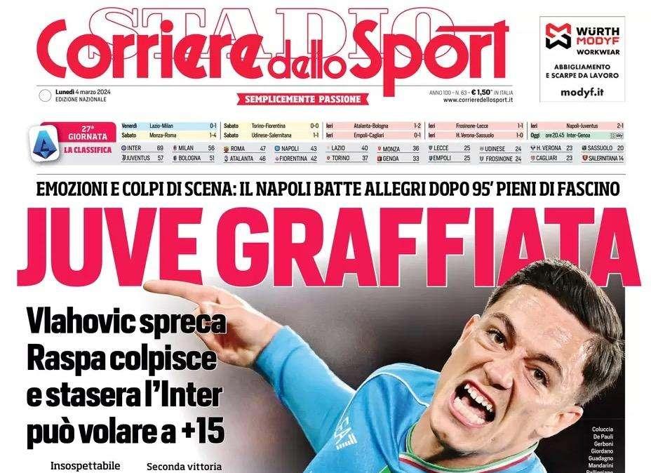 PRIMA PAGINA - Corriere dello Sport: "Juve graffiata"