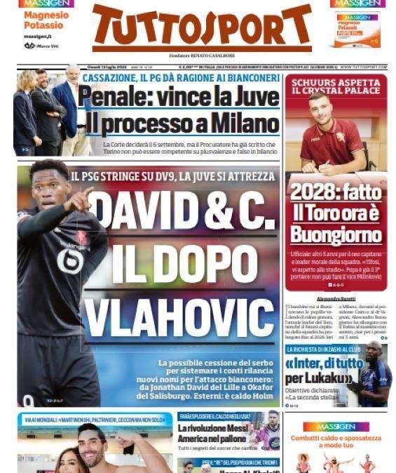 PRIMA PAGINA - Tuttosport apre con la Juve: "David & C., il dopo Vlahovic"