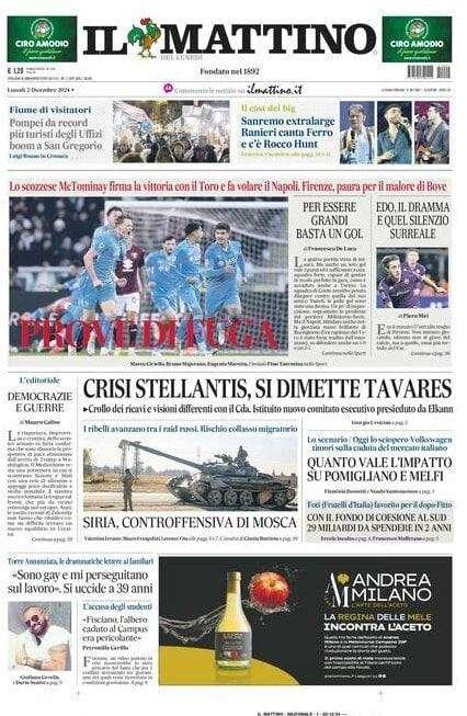 Il Mattino: "Prove di fuga"