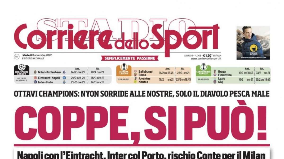 PRIMA PAGINA - Corriere dello Sport: “Spalletti e Pioli lanciano la volata” 